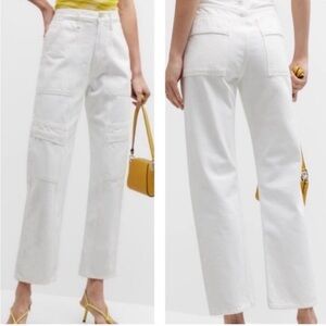 AGOLDE Women’s Cooper Cargo Jeans High-rise Straight Denim in Milkshake White 30